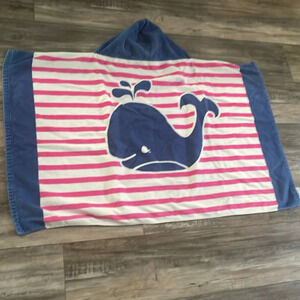 Pottery Barn Kids Stripe Whale Hooded Beach Towel Multi Pink Blue White